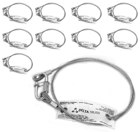 10x Sicherheitsfangseil 600x4mm 10er Set Safety nach DGUV 115-002 17 (ehemals BGV-C1) bis 10kg Sicherungsseil Fangseil
