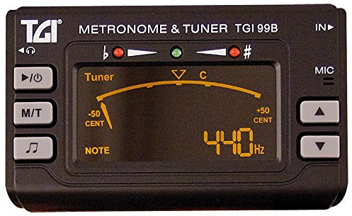 TGI Chromatic Tuner & Metronome – Full-Size Unit with Clip-On Mic & Headphone Socket. Accurate Tuning & Rhythm Practice for Guitar, Violin, Ukulele and more Instruments