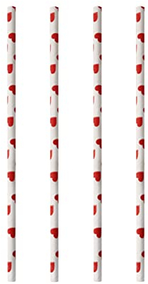 100 Trinkhalme, Papier pure Ø 6 mm, 20 cm Heart 87516 Papstar biologische Papiertrinkhalme Papierstrohhalme Bio Öko