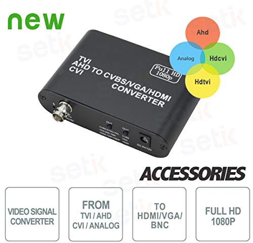 Setik® - Convertitore Segnale Video da TVI/AHD/CVI/ANALOGICO a HDMI/VGA/BNC - Setik - HDTOALL