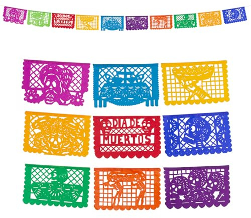 Fantastik - Authentisches mexikanisches Girlande - Tag der Toten - Papel picado 4 Meter (Papier)