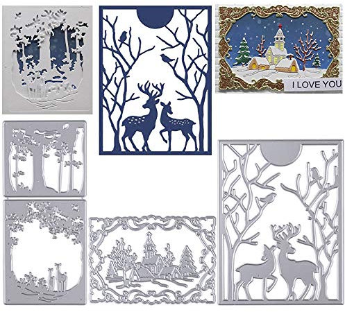 3 Set Weihnachten Stanzschablone Stanzbögen Prägeschablone Silber Stanzformen Stanze für DIY Weihnachten Anhänger Scrapbooking Basteln Fotopapier Journaling Cutting Dies Weihnachten Motive