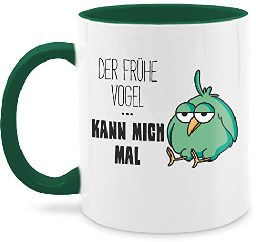 Tasse Tassen 325ml - Statement Sprüche - Der frühe Vogel kann mich mal - 325 ml - Dunkelgrün - vogeltasse spruchtasse sarkasmus vögel coffee cup lustige büro spruchtassen spruch tiere