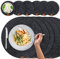 Miqio® Design Runde Tischsets aus Filz abwaschbar | Mit Marken Echtleder Label und Glasuntersetzer | 6 Platzsets 6 Untersetzer | Filzmatte Platzdeckchen waschbar