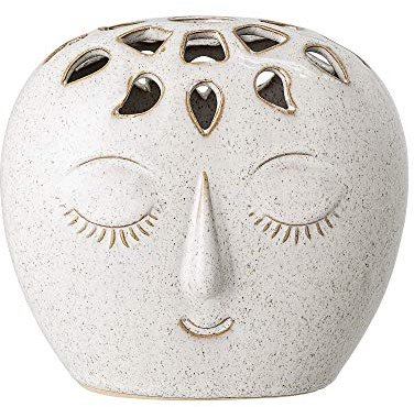 Bloomingville 82047421 Vase, Steingut, weiß