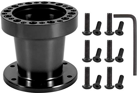 Outbit Lenkradnabe Nabenadapter - 3-Zoll-Universal-Lenkradnabe aus Aluminium Aluminium-Distanzstück Lenkradnabenadapter-Kit für jedes 6 Loch Naben Kit(Schwarz)
