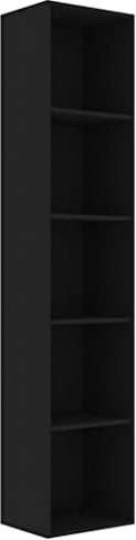 vidaXL Bücherregal 5 Fächer Standregal Aktenregal Wandregal Raumteiler Regal Raumtrenner Büroregal Mehrzweckregal Schwarz 40x30x189cm Holzwerkstoff
