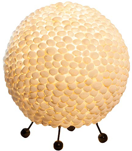 etc-shop Muschel Tisch Lampe Wohn Schlaf Zimmer Beleuchtung Kugel Design Leuchte weiß im Set inkl. LED Leuchtmittel