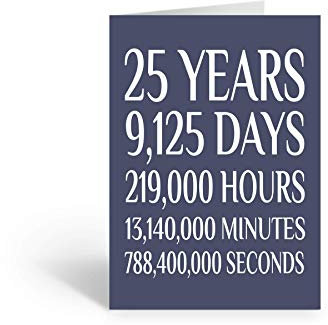 Tarjeta de 25 aniversario, tarjeta de cumpleaños, feliz 25 aniversario, en blanco