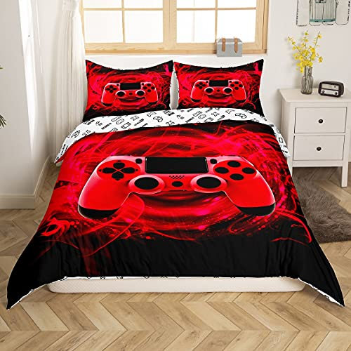 Loussiesd Gaming Bedding Set Single Duvet Cover for Kids Boys Children Teens Kids Bedding Gamepad Bedding & Linen Bedspread Girls Bedroom Decor Quilt Cover 2Pcs 1 Pillow Sham Comforter Cover