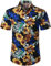 JOGAL Chemise hawaïenne, décontractée, à manches courtes, pour homme, motif floral, Noir/jaune/bleu nuit, XXL