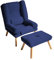 Selly Home Sessel mit Ergonomischer Hocker - Relaxsessel Angenehmes Stoff mit Liegefunktion - Entspannung Ohrensessel mit Hocker - Fernsehsessel mit Fußstütze - Lounge Stressless Sessel – Blau