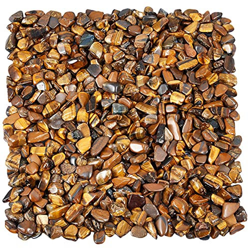 KYEYGWO 460 Gram Oeil du Tigre, Chakra Petits Graviers Perles pour Aquarium Vase Jardin Décoration Bricolage Fabrication de Bijoux, Irrégulières Pierres Perles en Vrac Pierres Guérison