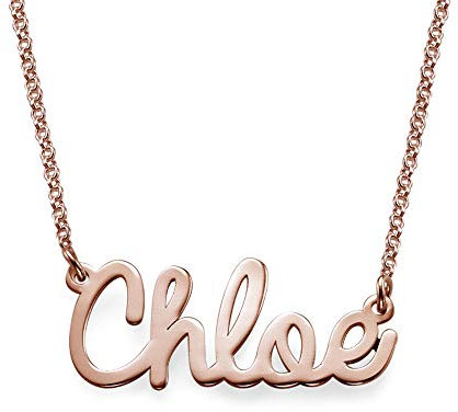 MyNameNecklace MYKA Collier Prénom Style Cursif en Argent 925 ou Plaqué Or - Personnalisé Gravé Sur Mesure Cadeau Pour Femme, Elle, Maman (Argent 925 Plaqué Or Rose 18cts)