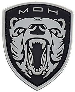 LA PATCHERIA Patch Medal Of Honor Task Force Grizzly 6 x 7,5 cm – Patch 100 % caoutchouc avec Velcro® original Velcro® Brand Hook cousu sur le dos – 3D haute définition – pour décorer des vestes, des