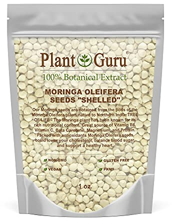 Moringa Seeds Kernel Shelled 1 oz. - Clean PKM1 Variety - Edible - Moringa Oleifera - Malunggay - Semillas De Moringa - Drumstick Tree - Non-GMO - 125 to 150 Seeds Approx.