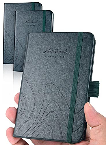 AISBUGUR 2 Stück Notizbuch A6 Notizblock kleine Pocket Notizbuch: Exekutive Hardcover - Insgesamt 320 Seiten Dickes Papier Mit Innentaschen Mini Notizbücher 9 x 14 cm,(Dunkelgrün)
