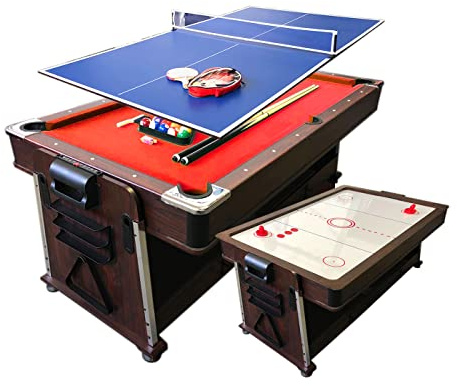 Tavolo da Biliardo Trasformabile Biliardo 3 in 1 Tavolo Multigioco mod. Mattew Rosso