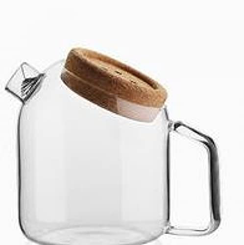 Jarra de Agua de Vidrio con Tapa de Corcho Tetera de Vidrio de Gran Capacidad para Jugo, té Helado, Jarra de Agua para Bebidas de Bricolaje (Capacidad: 1.8L)-1.2L