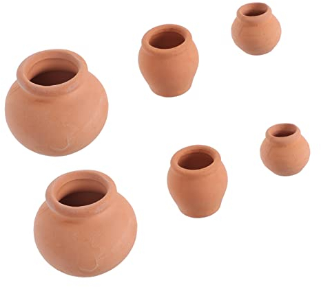 Angoily Lot de 6 petits petits pots d'argile en terre cuite en céramique - Pour l'intérieur et l'extérieur