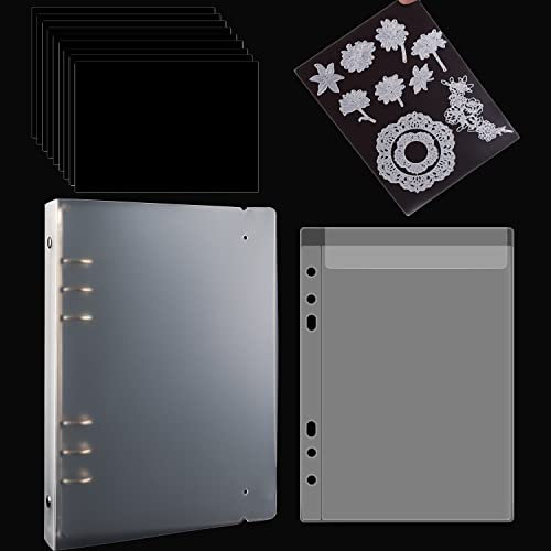 10 Stück weiche Gummi-Magnetblätter mit 1 x 6-Ringbucheinband und 10 Taschen, transparente Kunststoffbeutel, ideal für Stempel, Bastler, Porjekte, zum Aufbewahren von Stanzformen, Prägern oder anderen