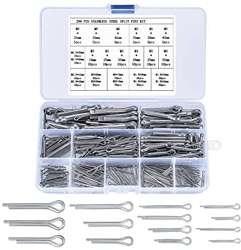 Assortiment de 290 goupilles fendues en acier inoxydable pour automobile, mécanique, garage, réparation d'atelier, 24 tailles