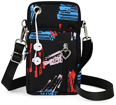 Aucuu Petit Sacoche Telephone Portable Femmes, Sac Téléphone Portable Femme avec Bandoulière Réglable, Oxford Tissu Crossbody Pochette Sacoche Running Armbag pour Téléphone 7''(avec Prise casque), #7