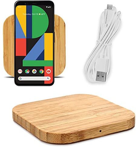 QI Induktive Ladestation 15W aus Bambus kompatibel mit Google Pixel 10 10a 9a 9 8a 8 7a 7 6 Pro/Pro XL/Fold 5 4 3 Induktionsladegerät aus Echtholz Wireless Charger Kabelloses Schnellladegerät