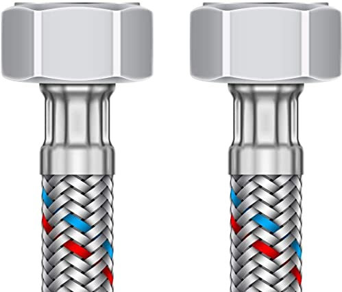 Barath Tuyau blindé, tuyau flexible, acier inoxydable 3/8'', 1/2'', 3/4'' IG AG L17, L50 (IG 1/2'' x IG 3/8'' - 25 cm)