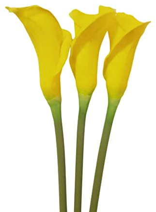 Lot de 3 fleurs de lys calla artificielles de 61 cm en soie pour la maison, le salon, la chambre, la table à manger, le bureau, les mariages, les fêtes, la décoration de jardin (jaune)