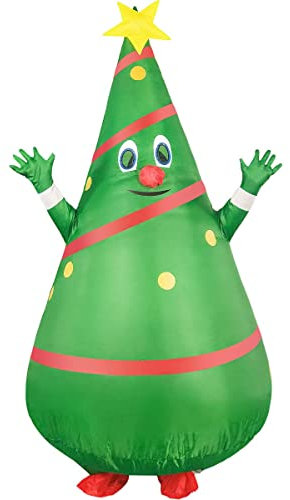 AMHSCOCA Inflatable Costumes Christmas Halloween Blow Up Christmas Tree Costumes for Men Women Adult for Holiday Party Carnival