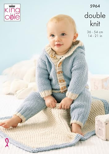 King Cole Double Knit Knitting Pattern Baby Jackets Leggings Blanket & Hat (5964)