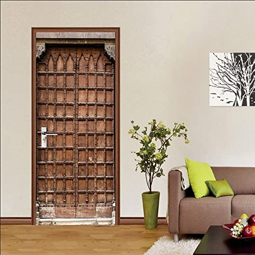 türtapete günstig 80x200cm(31.49 inches * 78.74 inches) Zaun Türtapete Wandbild Selbstklebend PVC Türfolie TürPoster Fototapete Wasserdicht Abnehmbar Wohnzimmer Schlafzimmer Haus Dekoration