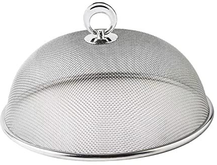 perfk Couvercles de Nourriture de Service d'assiettes Anti-Mouches Couvercle de dôme Alimentaire réutilisable en Acier Inoxydable Couvercles, 30CM
