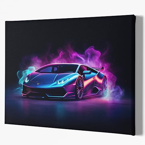 Generisch Lamborghini Sportwagen Leinwandbild - Canvas 2cm Keilrahmen - Auto Sportwagen Kunstdruck Illustration Wandbild (80 x 60 cm)