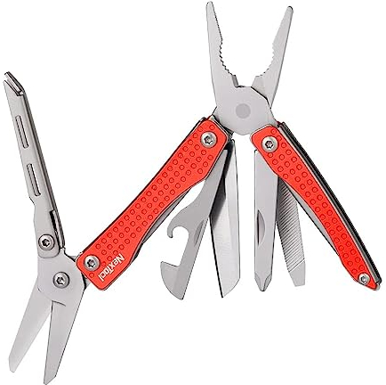 NexTool Mini Flagship 10 in 1 Multitool, Multitool with Pliers, Camping Pliers, Can Opener, Scissors, Screwdriver, Bottle Opener for Camping, Outdoor Activities, Repairing, Hiking-Red