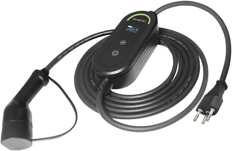 EM2GO “Take” Typ 2 Ladekabel Elektro-Auto 1,4kW, Ladestation mit 5 Meter Lade-Kabel Type 2 und CEE-Stecker, Mobile Wallbox inkl. OLED-Display, ideal für Camping-Platz (1,4 KW CEE) (2,3 KW Swiss Plug)