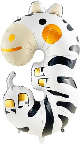 DIWULI Luftballon 3 Geburtstag Dschungel Zoo Zahl Dekoration