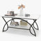 GIANTEX Couchtisch Marmor Schwarz, Kaffeetisch Teetisch 2 Ablagen, Wohnzimmertisch modern Sofatisch Teetisch 100x50x45 cm, Akzenttisch mit Metallbeinen, Beistelltisch mit Marmoroptik