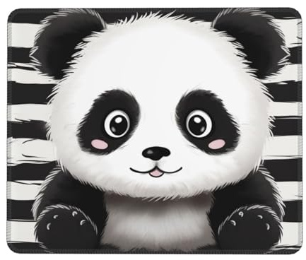 Tapis de souris avec base en caoutchouc antidérapant Panda pour jeu de bureau, tapis de souris d'ordinateur pour souris sans fil, tapis de protection de bureau personnalisé, 25,4 x 30,5 cm