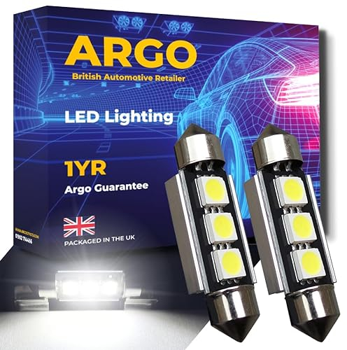 Argo 36mm 239 Festoon C5w LED Car Bulb Smd Xenon White Bright Dome Reading License Number Plate Bulb Car Interior Bulbs 272 T4W Map Lamps Rear Boot Light Footwell 12v