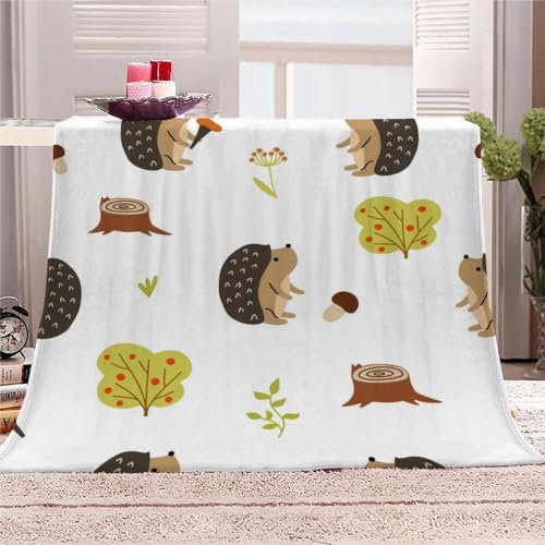 Kuscheldecke 70 x 100 cm 3D Igel Decke Flanell Fleecedecke Weich Warm Flauschig kuscheldecken Tier Wohndecke Decken für Sofadecke Couchdecke, Kinder Erwachsene L176