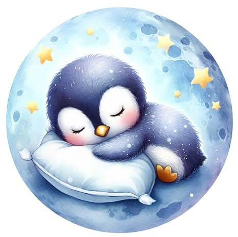 GRAZDesign Wandtattoo Babyzimmer Junge & Mädchen Baby Pinguin schlafend - Wandaufkleber Kinderzimmer Wanddeko selbstklebend - 50x50cm