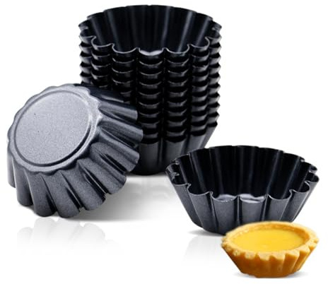 VIVIIHOO Set di 12 mini pirottini in acciaio al carbonio, antiaderenti, per torte, muffin, budino, diametro 6,5 cm
