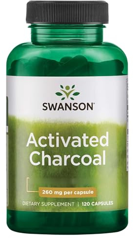 Swanson, Activated Charcoal, 120 glutenfreie Kapseln, 520mg Aktivkohle-Pulver je Dosis, Sojafrei, GMO frei, Geschmacksneutral