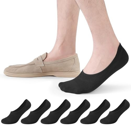 CLOSEMATE Chaussettes Invisibles Homme Femme Socquettes 39-42 43-46 élastiques en Coton 6 Paires Basses Courtes Respirantes Antidérapantes pour Loafers Mocassins Baskets en Blanc Noir Gris