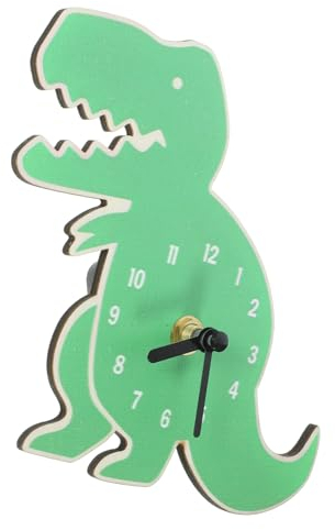 Garneck Dinosaurier Wanduhr Für Kinderzimmer Wand-Uhr Im Süßen Dinosaurier-Design Für Lernen Der Uhrzeit Dekorative Kinderzimmer Wanddekoration Ohne Tickgeräusche