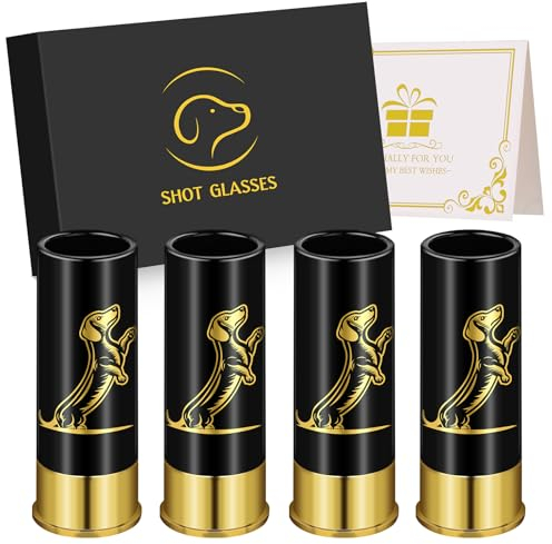 Dackel-Schnapsgläser aus Kunststoff, Großpackung mit 4 Stück, für Männer und Frauen, Wurst, Hundebesitzer, Tierliebhaber, Hochzeit, Party, Geburtstag, Geschenke, 12 GA Kleine Schnapsbecher, Schwarz