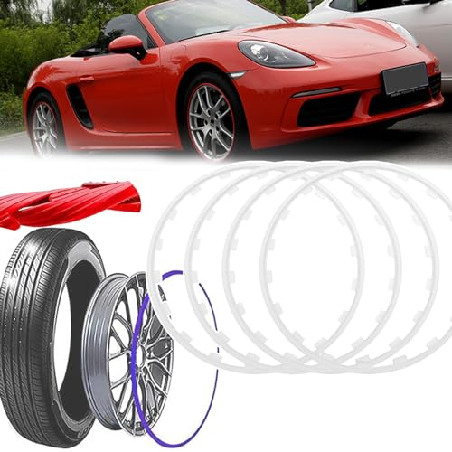 Universeller Fahrzeug-Felgenschutz (16–21 Zoll), Auto-Radschutz, 4-teiliges Set, Partikeloberfläche, Interne Druckknöpfe (Fallen Nicht Leicht Ab), Passend Für Viele Autos,19in,White