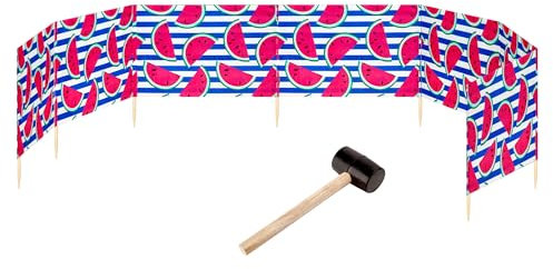 Garronda Strand Windschutz Sichtschutz 10m lang Plus Gummihammer GAEX001 (Wassermelone-66, 10 m)